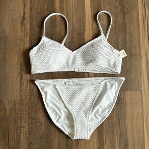 Aerie white textured two piece swim set